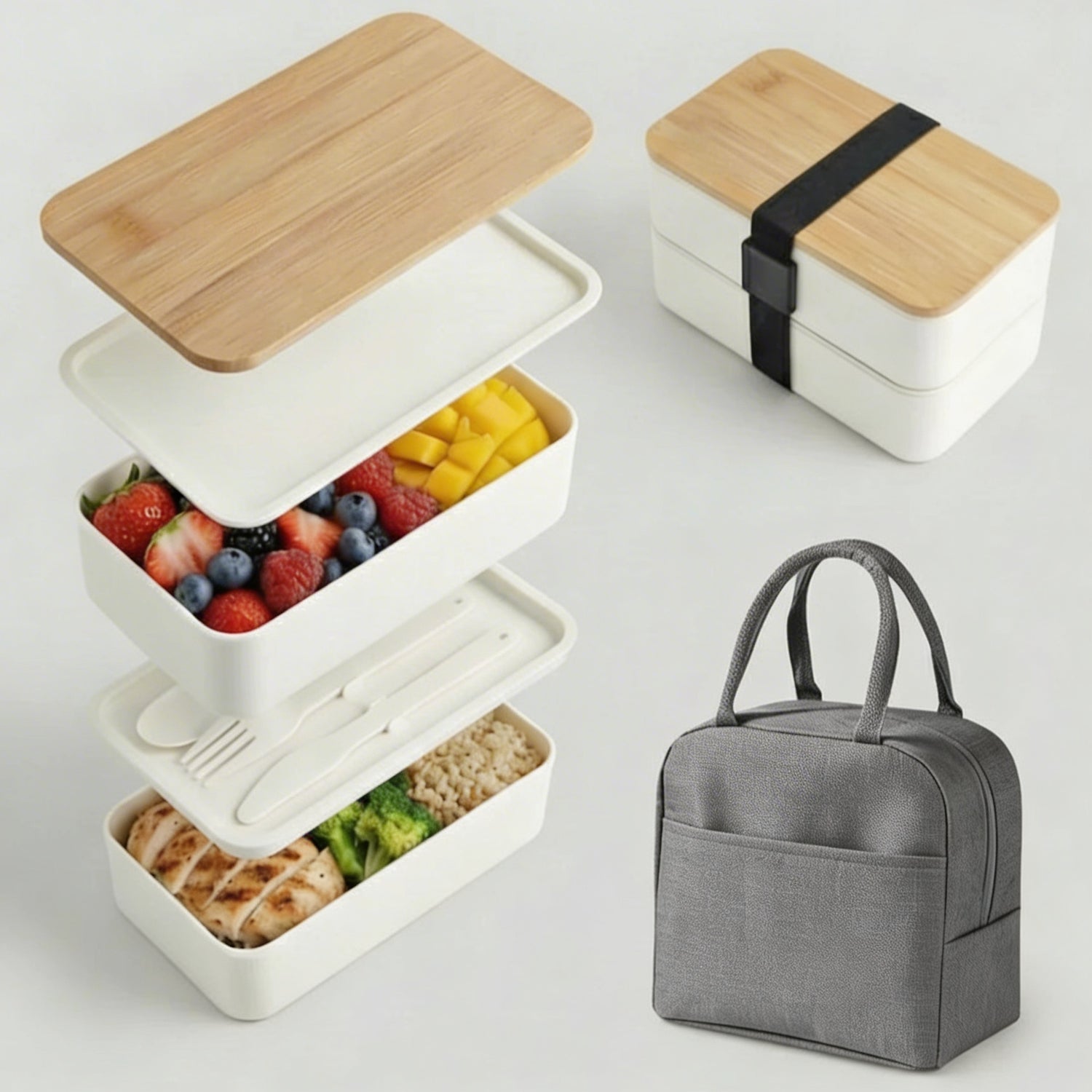 Bento Box Japonés | Tapa de Bambú