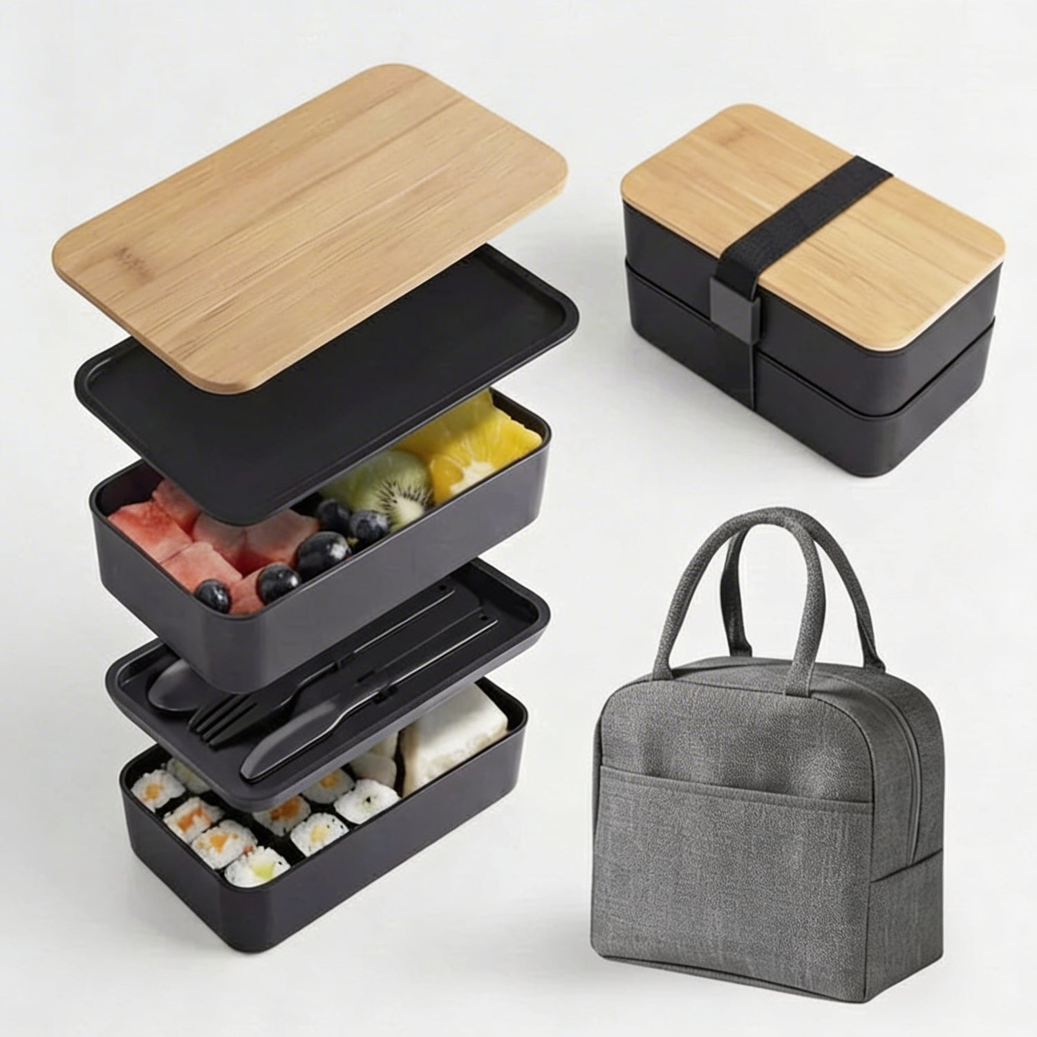 Bento Box Japonés | Tapa de Bambú