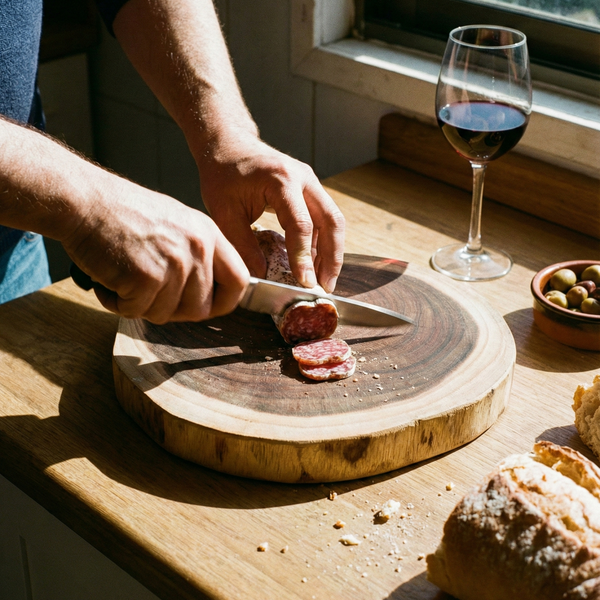Tabla Rústica de Madera de Acacia para Picoteo y Asados